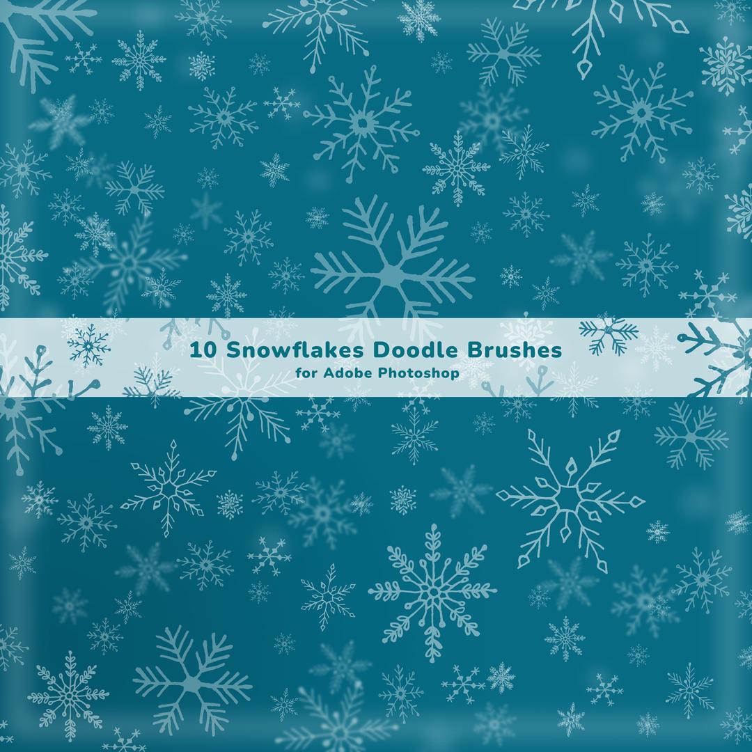 10 Snowflakes Doodle Brushes for Adobe Photoshop - Free ABR Download ...