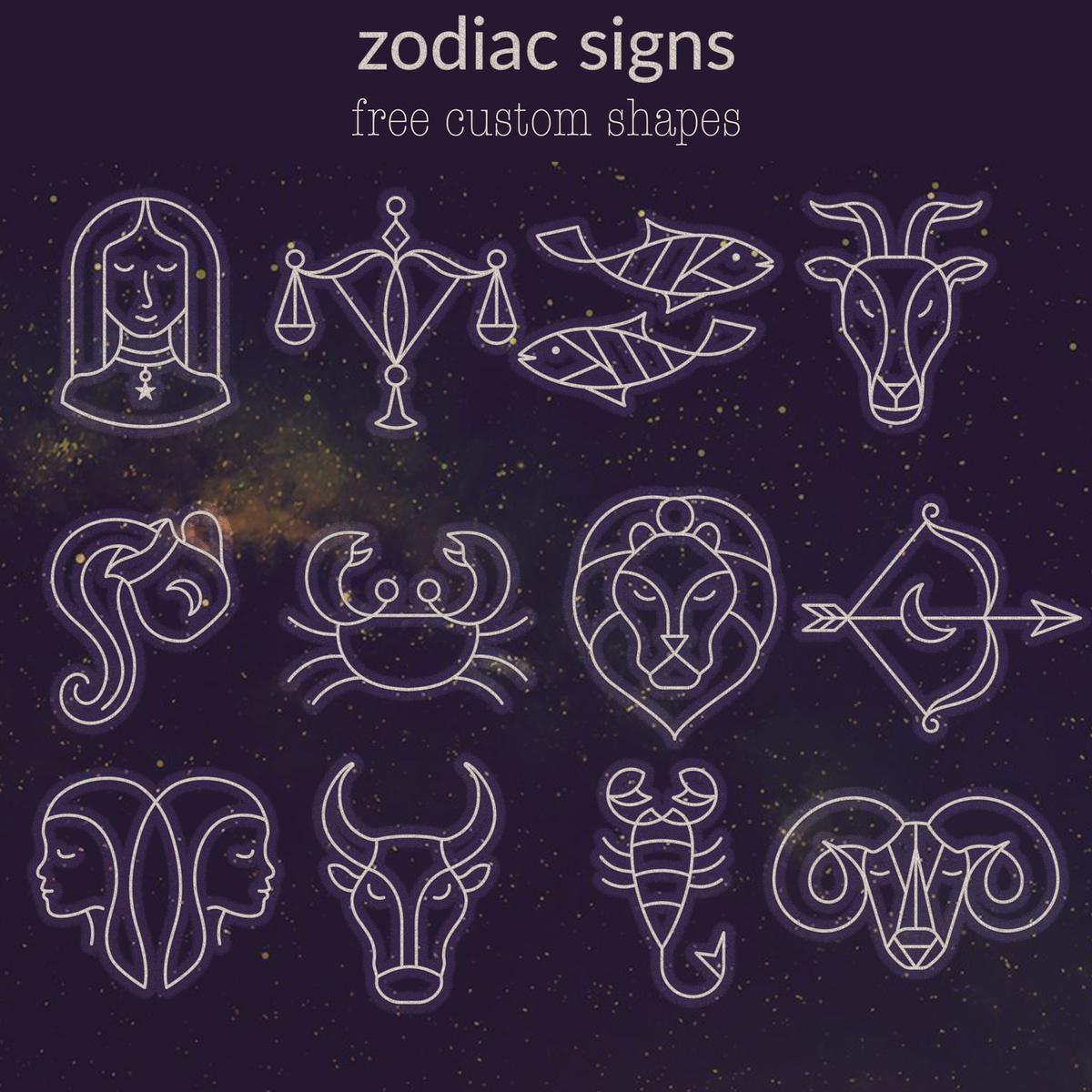 Zodiac Custom Zodiac Signs Custom Shapes - Free CSH Download | MyPhotoshopBrushes