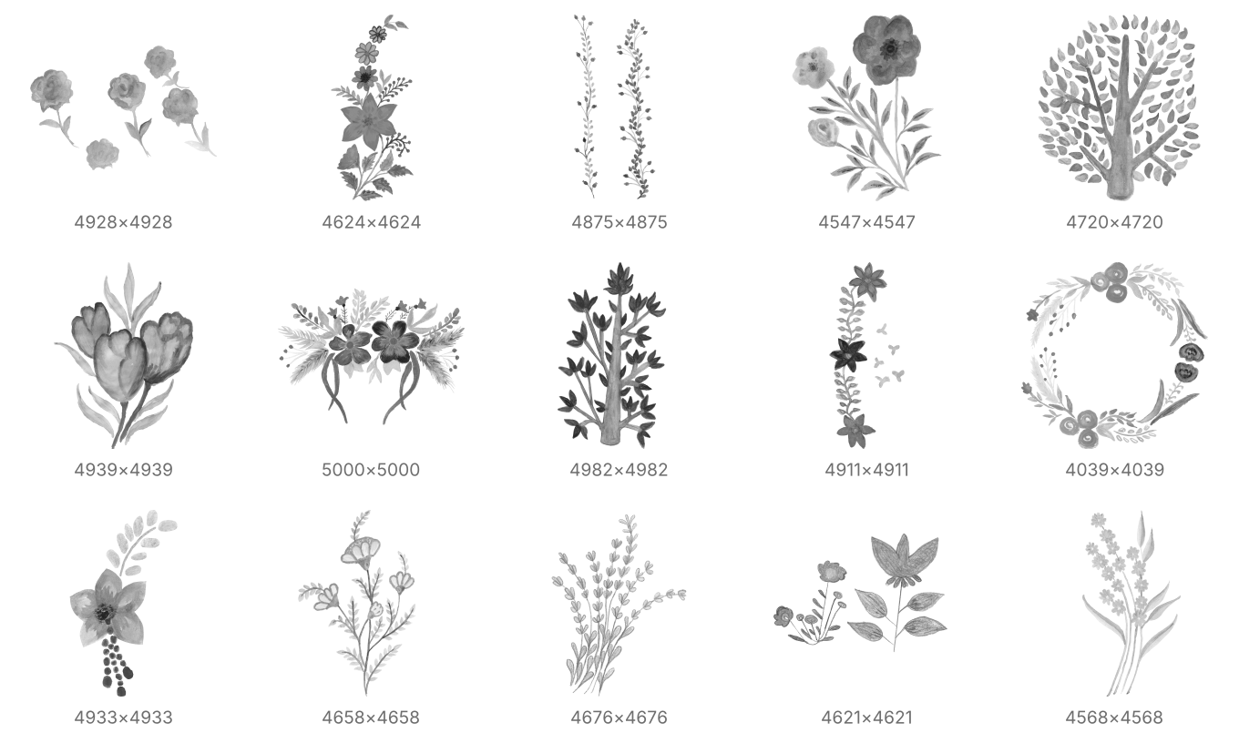 19 Free Watercolor Flowers and Wreaths - Schematic