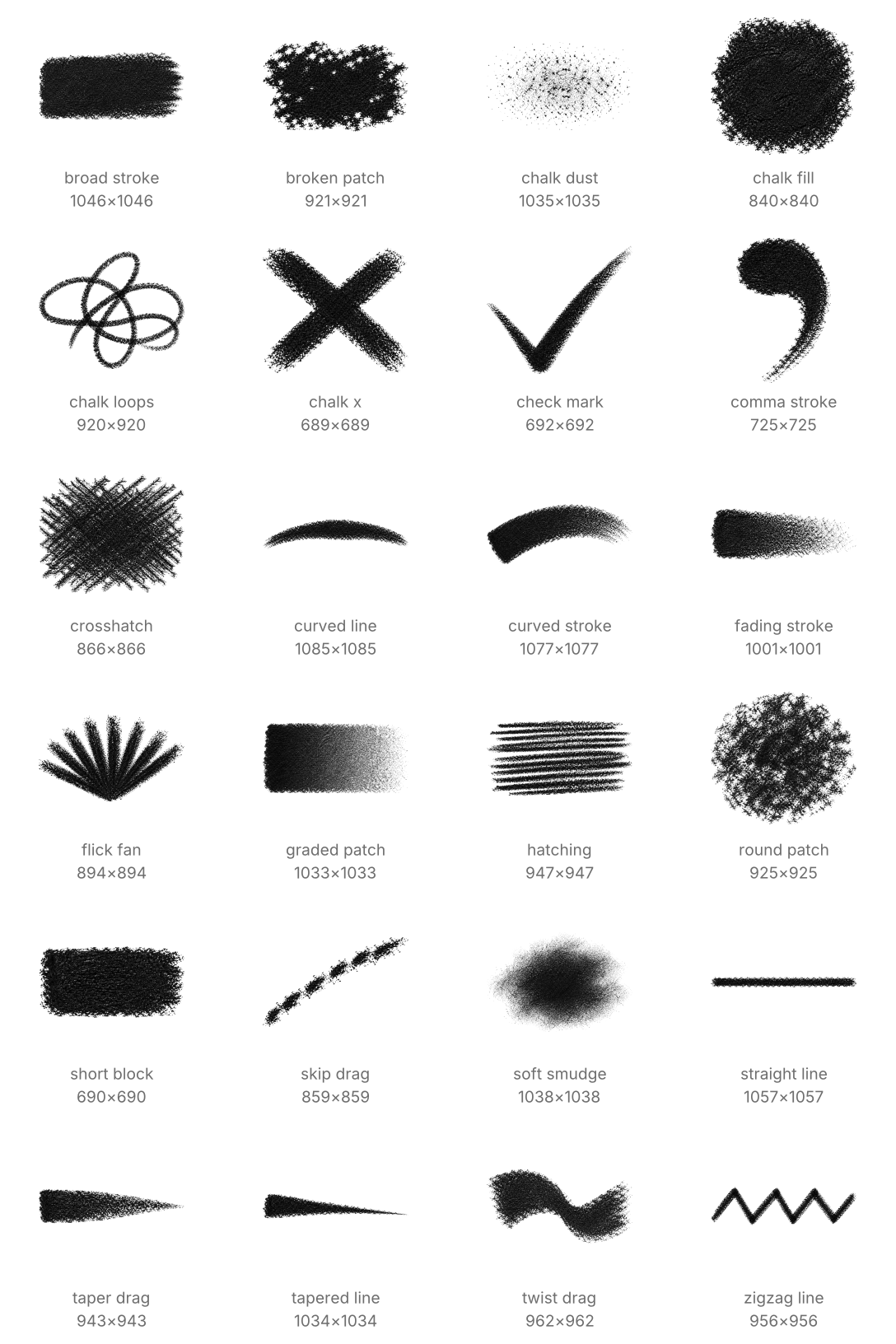 24 Free Pastel & Chalk Brushes - Schematic
