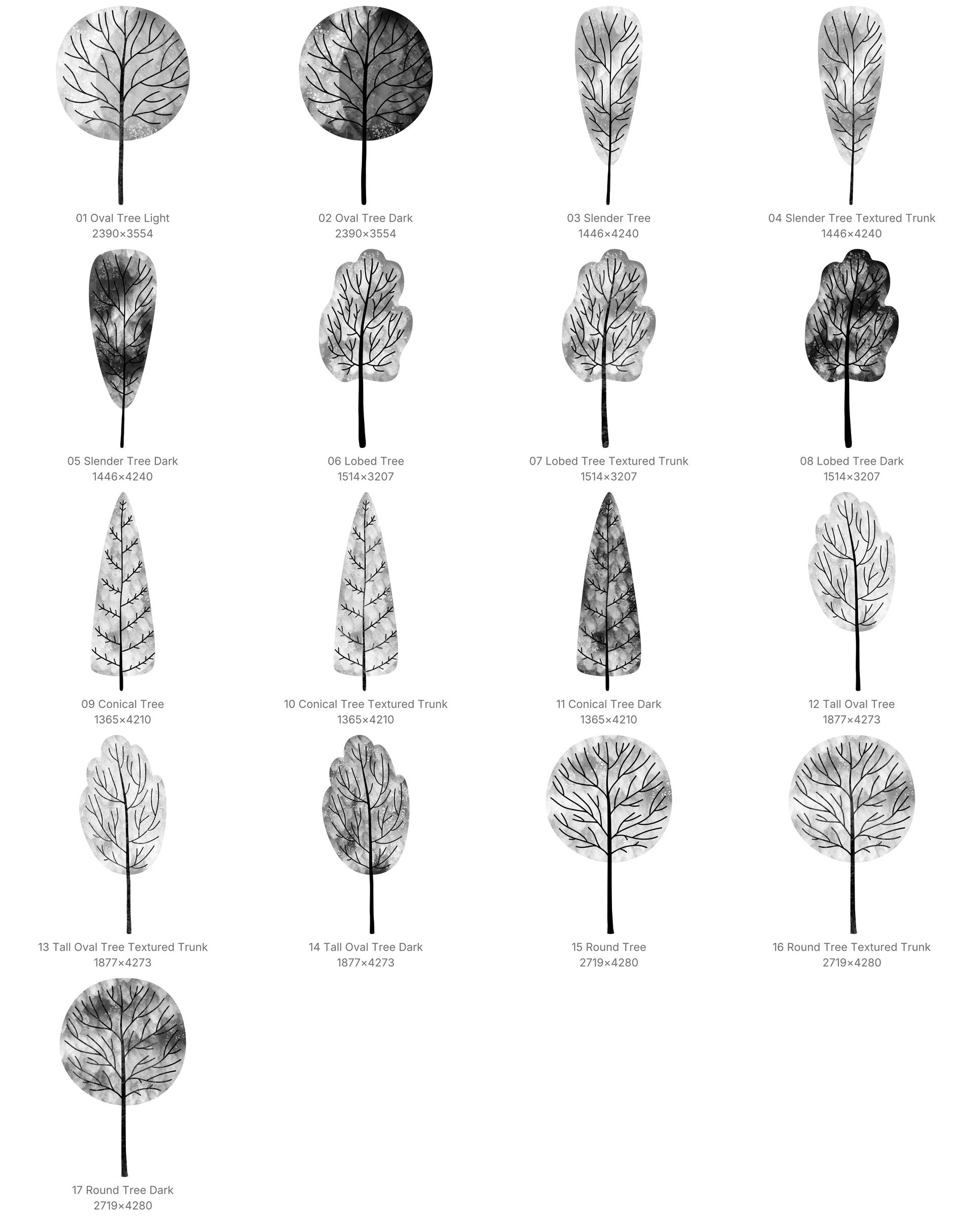 Abstract Tree Procreate Brushes - Schematic