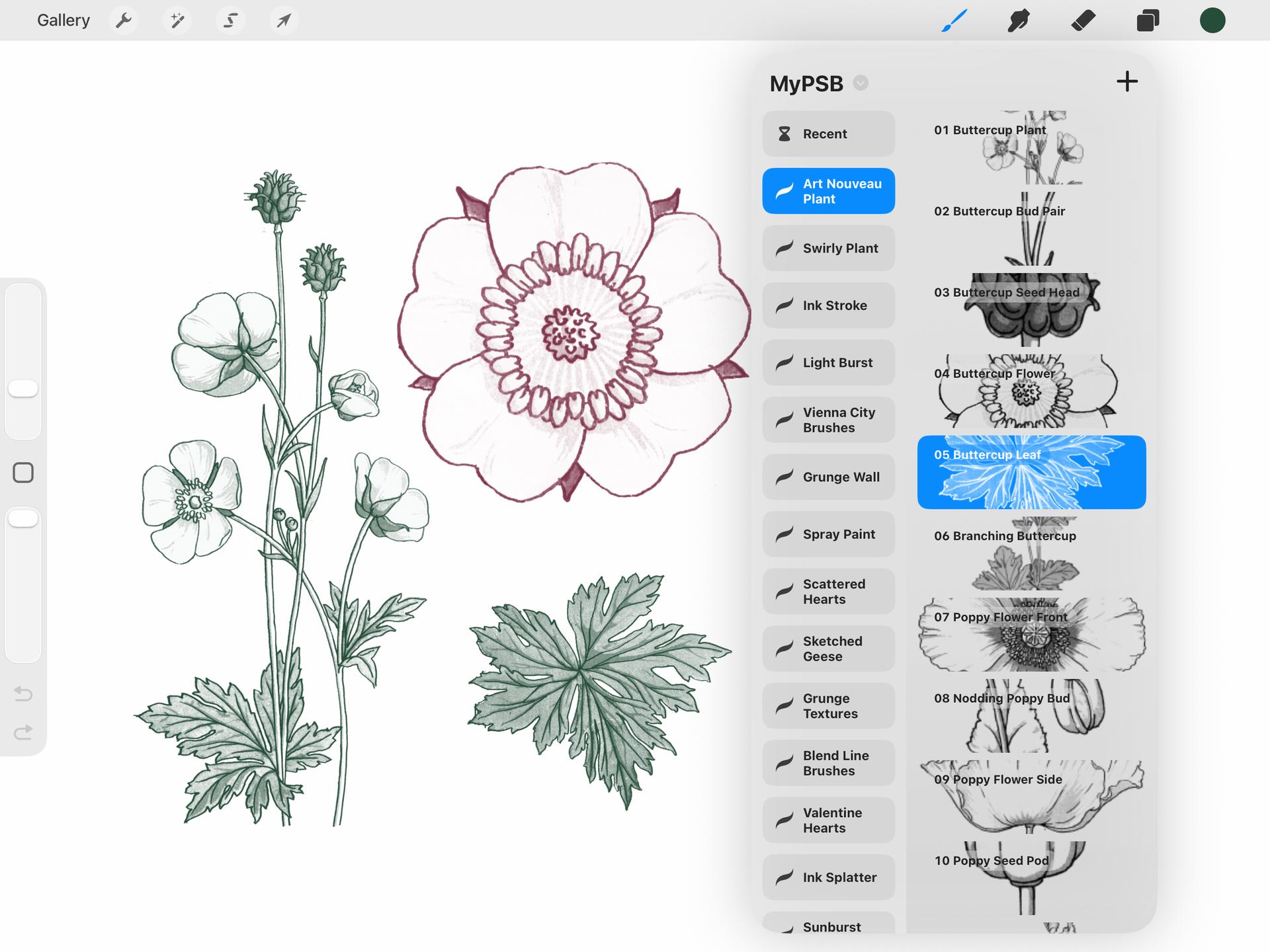Art Nouveau Plant Procreate Brushes - Thumbnail 2