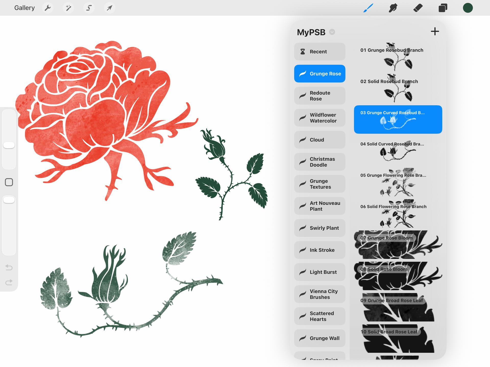 Grunge Rose Procreate Brushes - Thumbnail 2