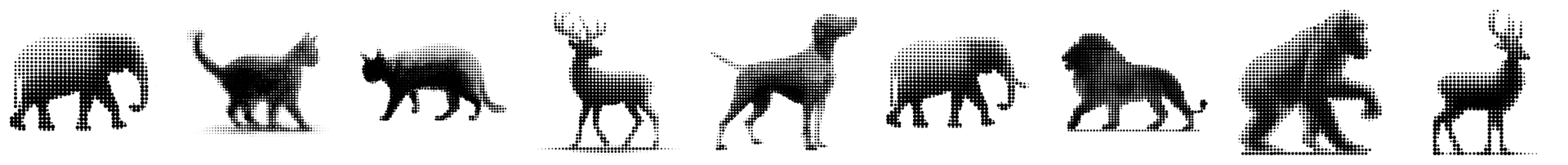 Halftone Animals – Photoshop Brushes with Dot Pattern Silhouettes - Schematic