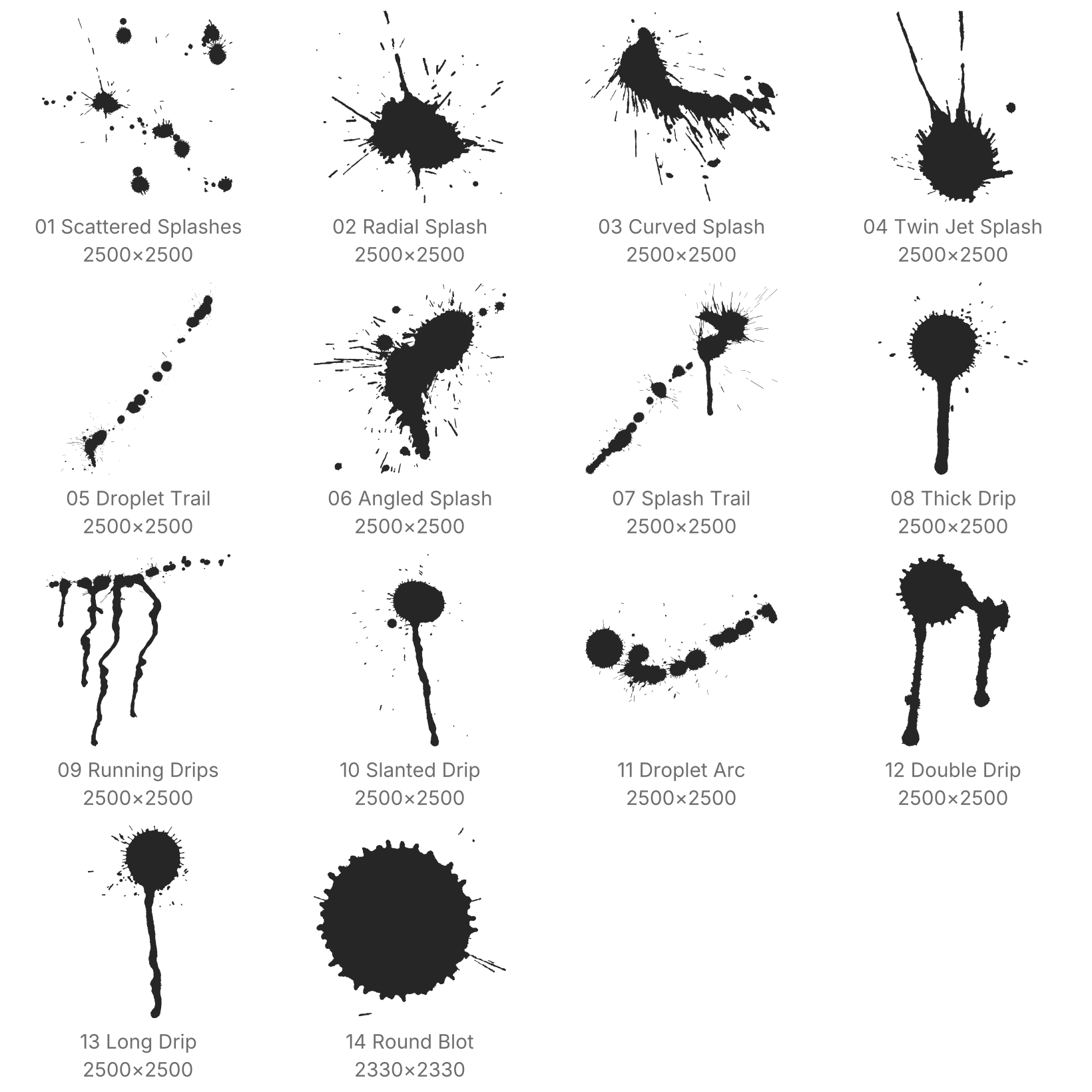 Ink Splatter Procreate Brushes - Schematic