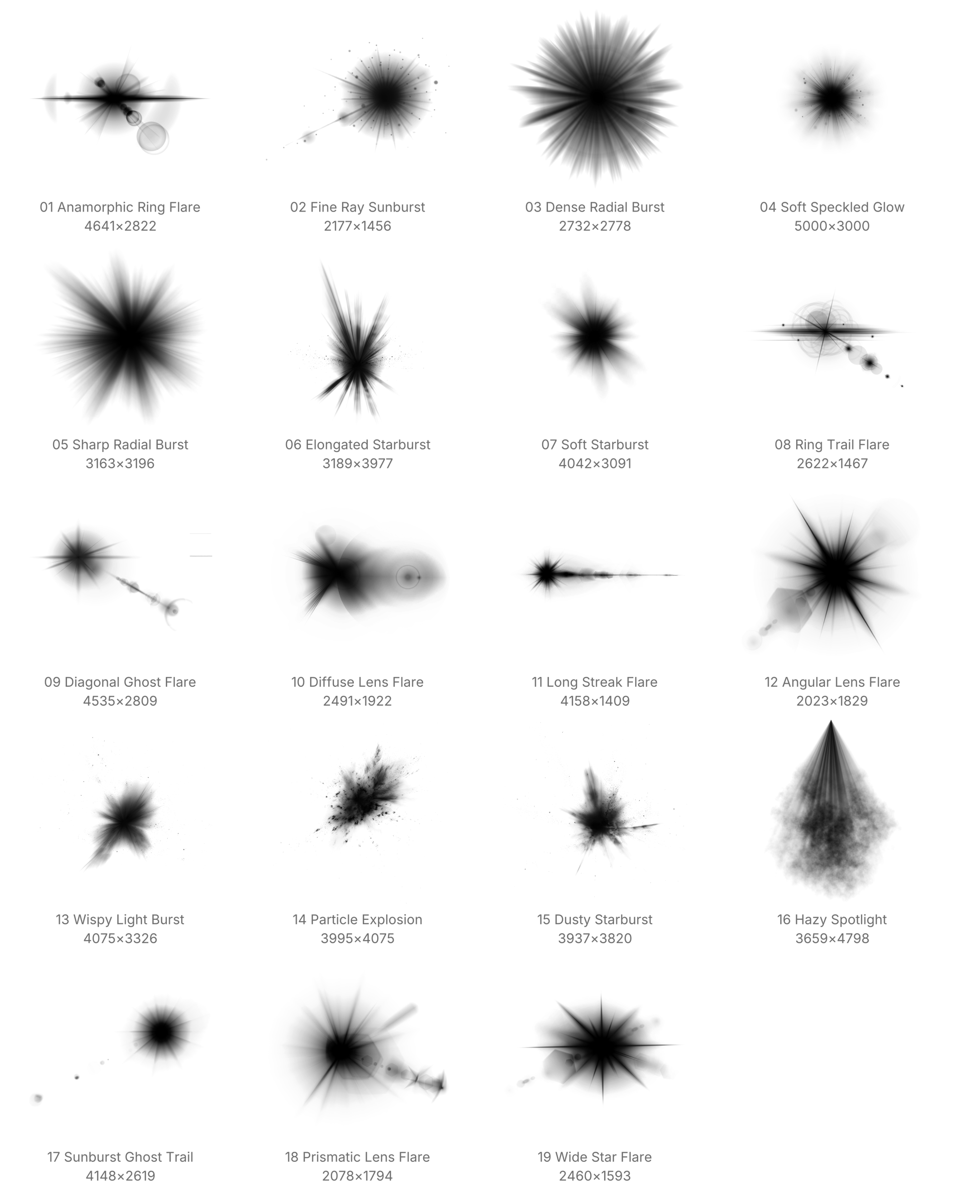 Light Burst Procreate Brushes - Schematic