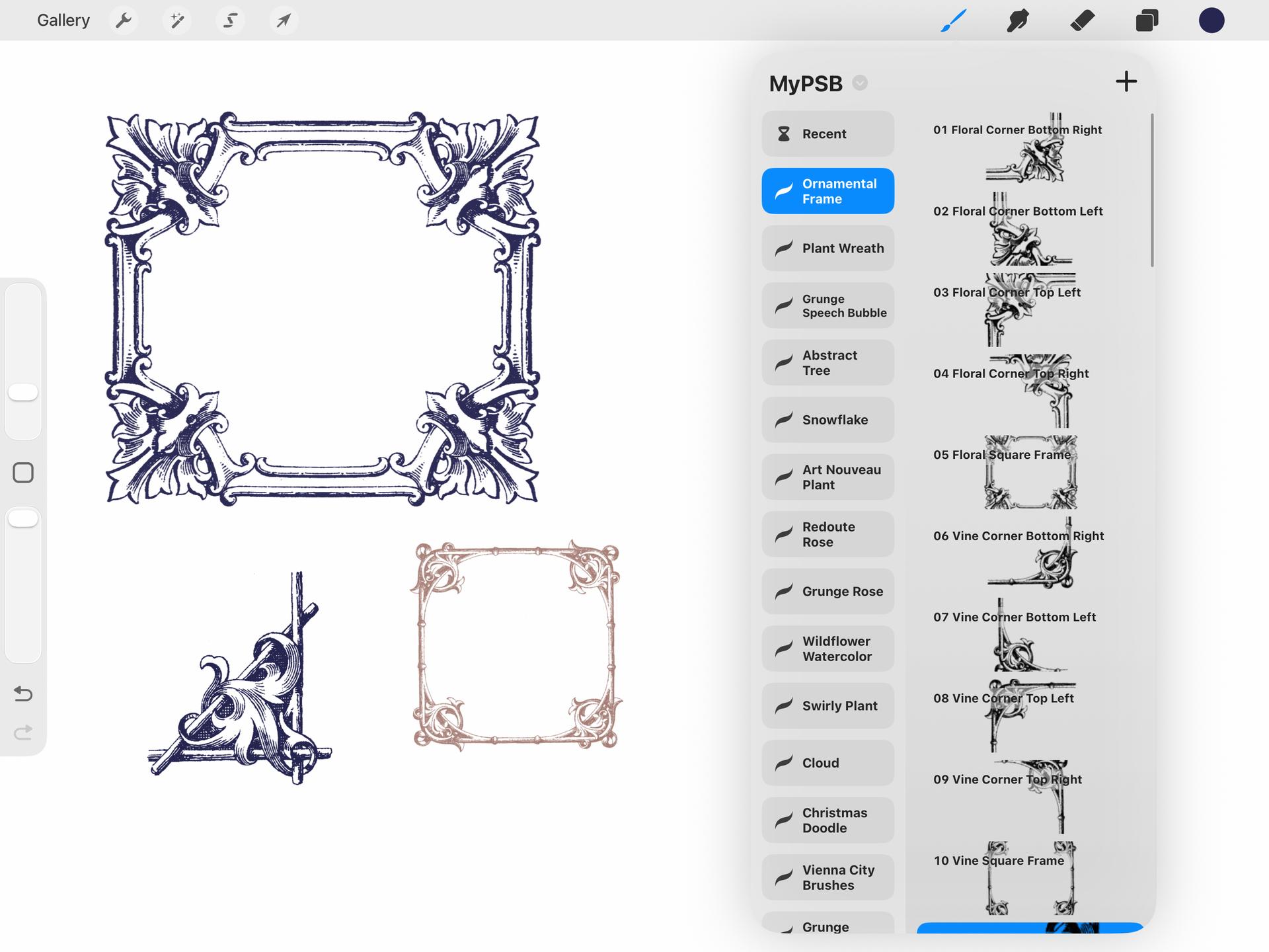 Ornamental Frame Procreate Brushes - Thumbnail 2