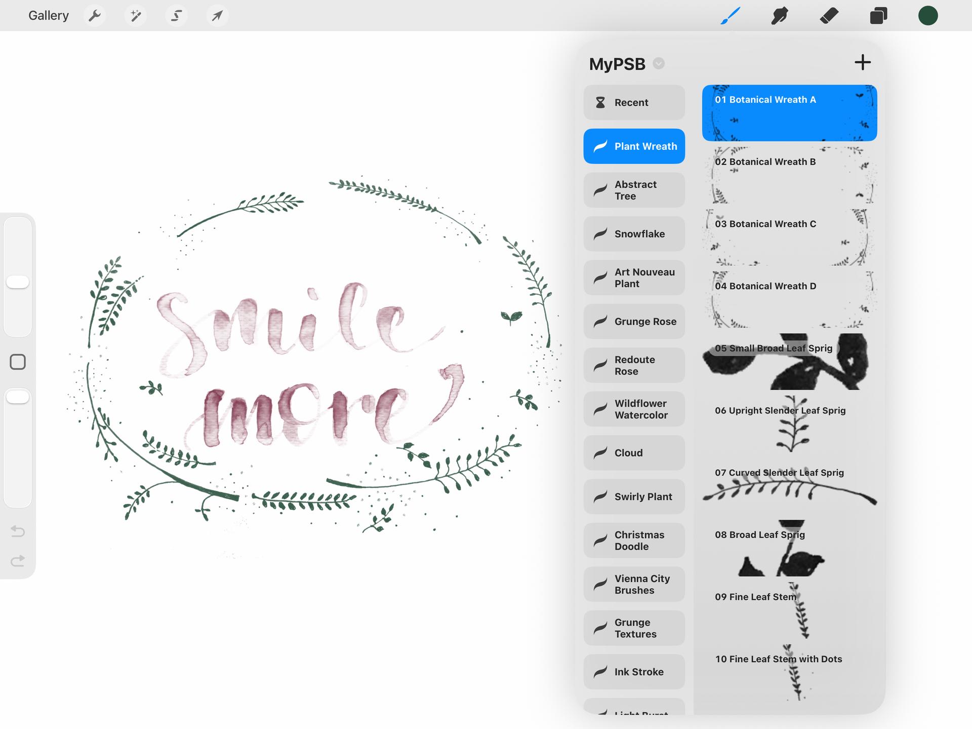 Plant Wreath Procreate Brushes - Thumbnail 2
