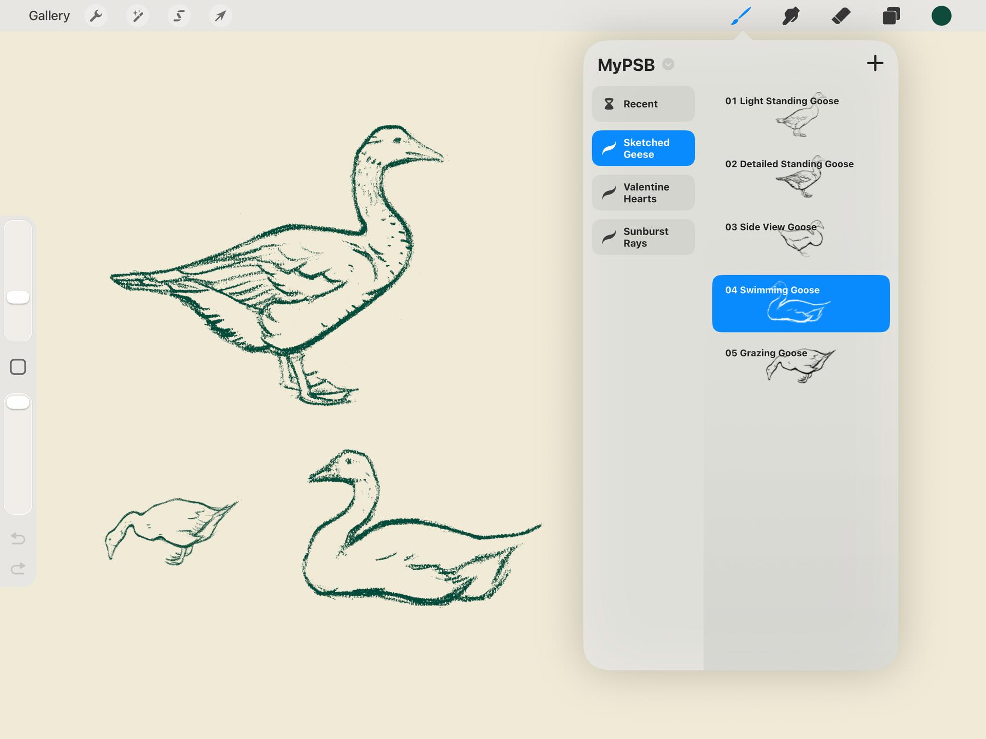 Sketched Geese Procreate Brushes - Thumbnail 2