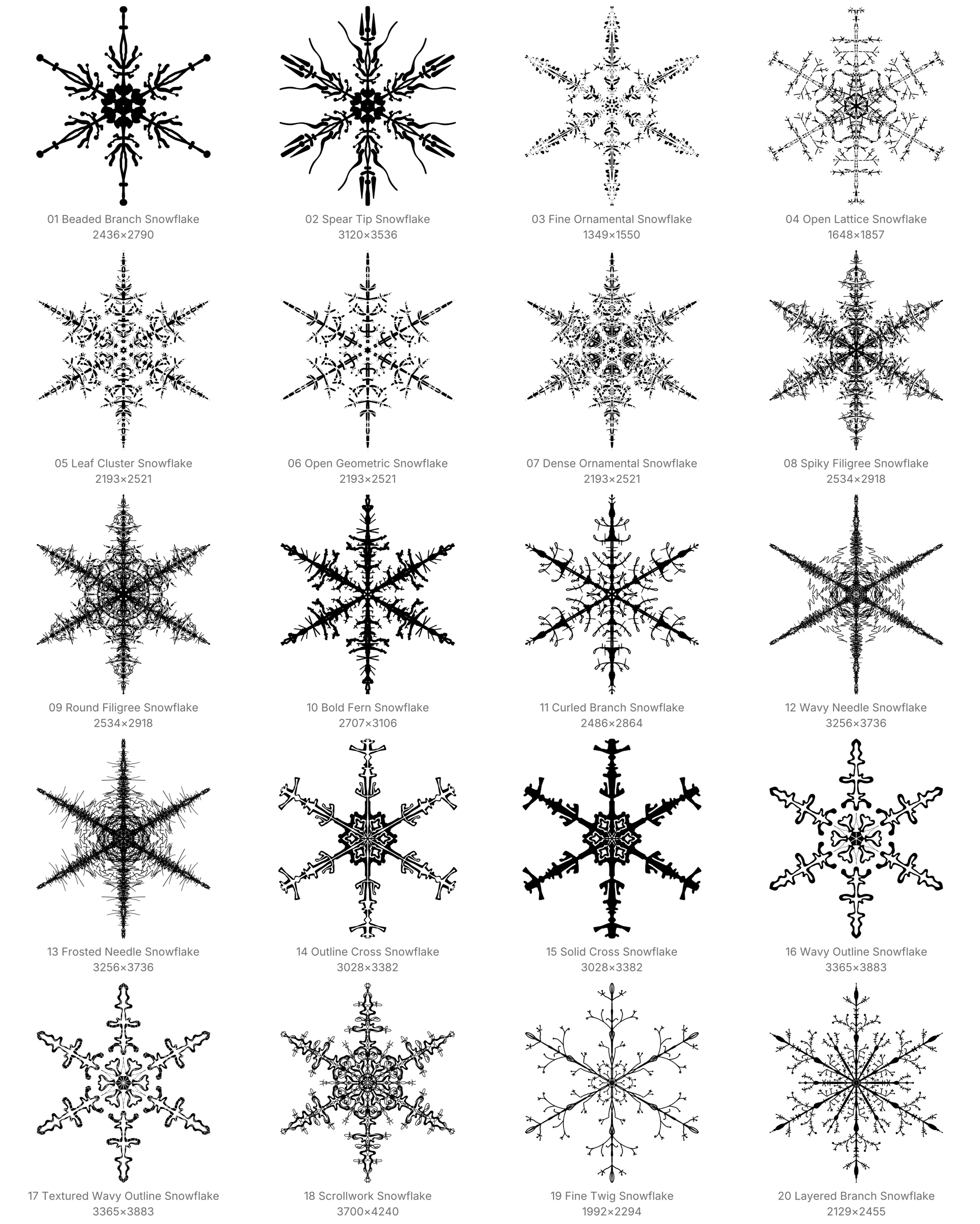 Snowflake Procreate Brushes - Schematic