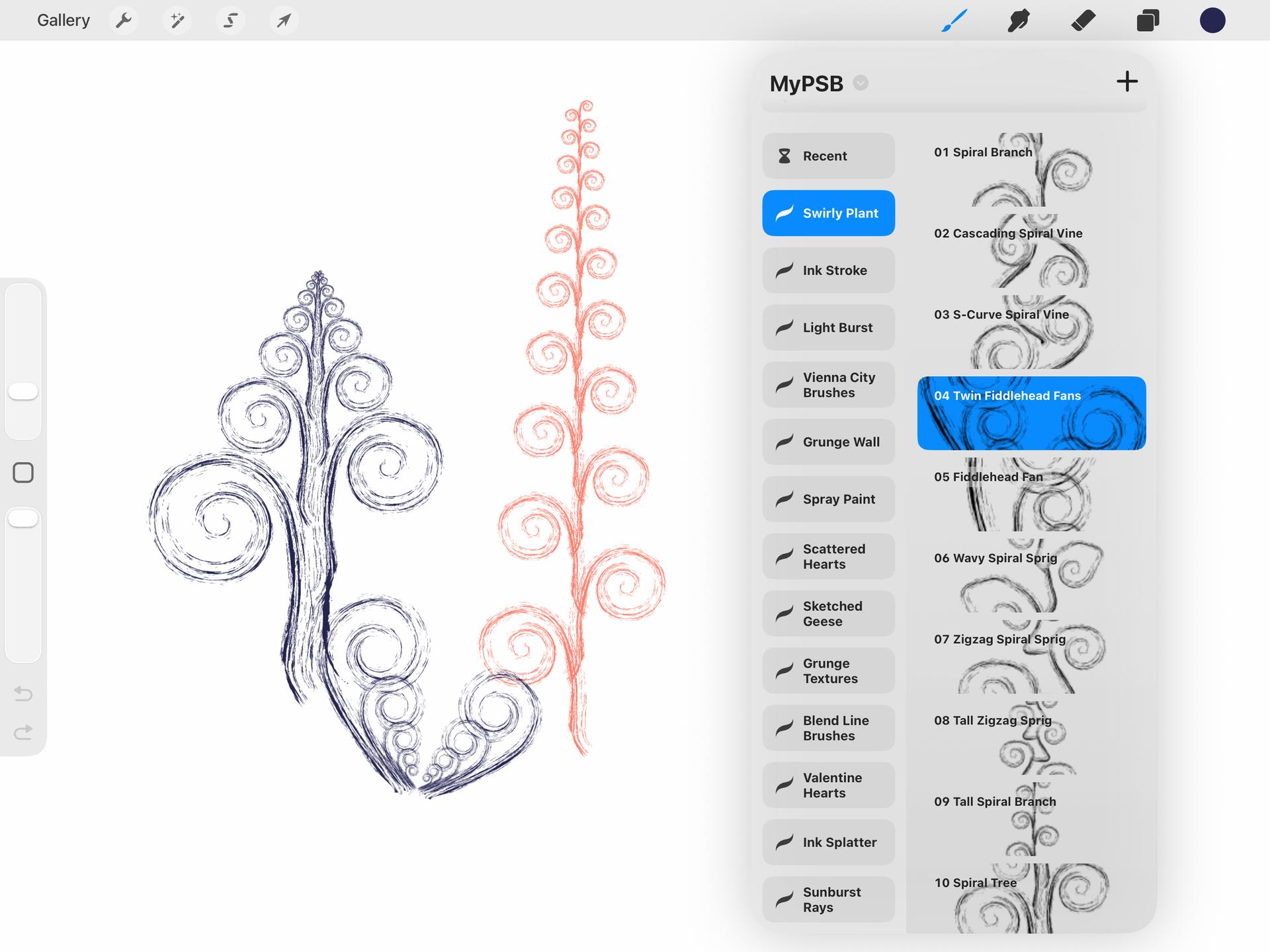 Swirly Plant Procreate Brushes - Thumbnail 2