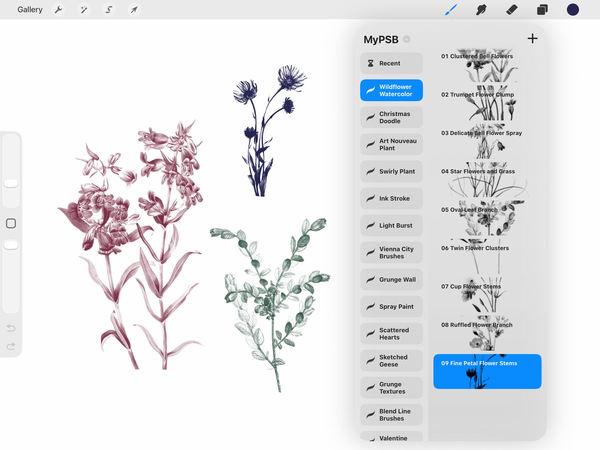 Wildflower Watercolor Procreate Brushes - Thumbnail 2