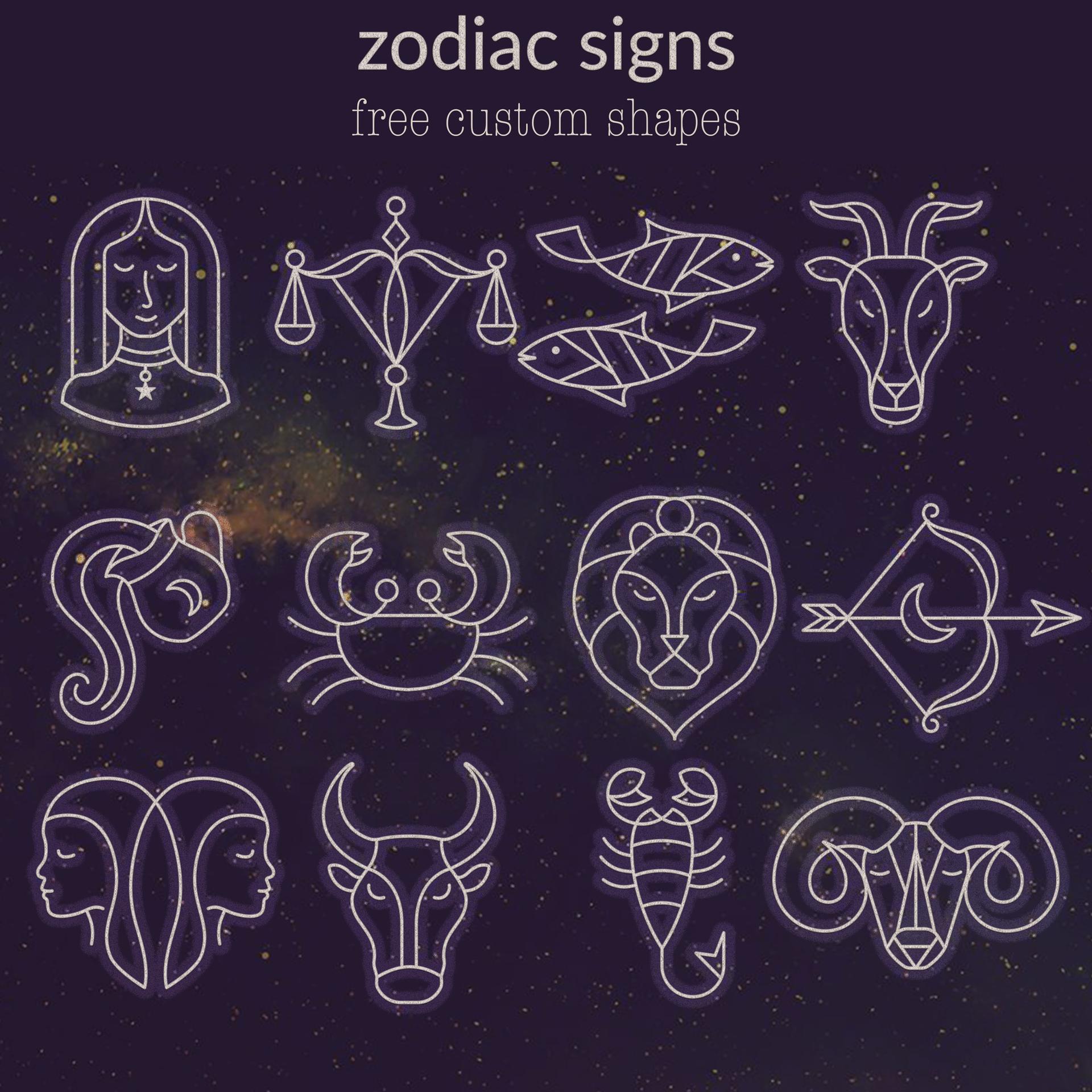 Zodiac Signs Custom Shapes