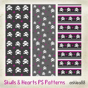 Skulls and Hearts PS patterns - Preview 1