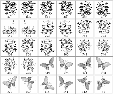 Butterfly Flowers Vector Brushes - Schematic