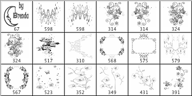 Deco Flowers Photoshop Brushes - Schematic