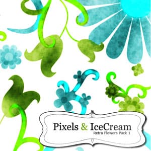 Retro Flowers Brush Pack 1