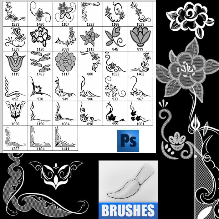 Floral Ornament Frames Brushes