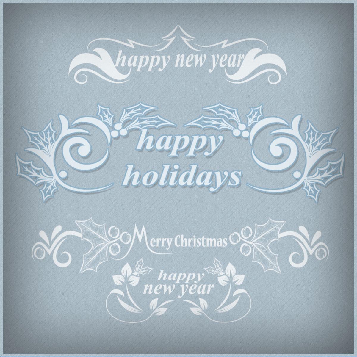 Christmas Holidays Text Brushes