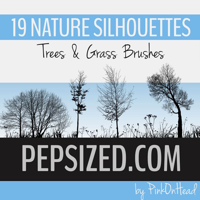 Nature Silhouettes Trees and Grass Brushes