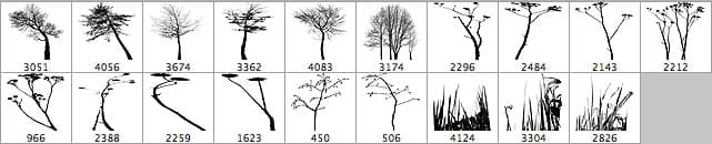 Nature Silhouettes Trees and Grass Brushes - Schematic