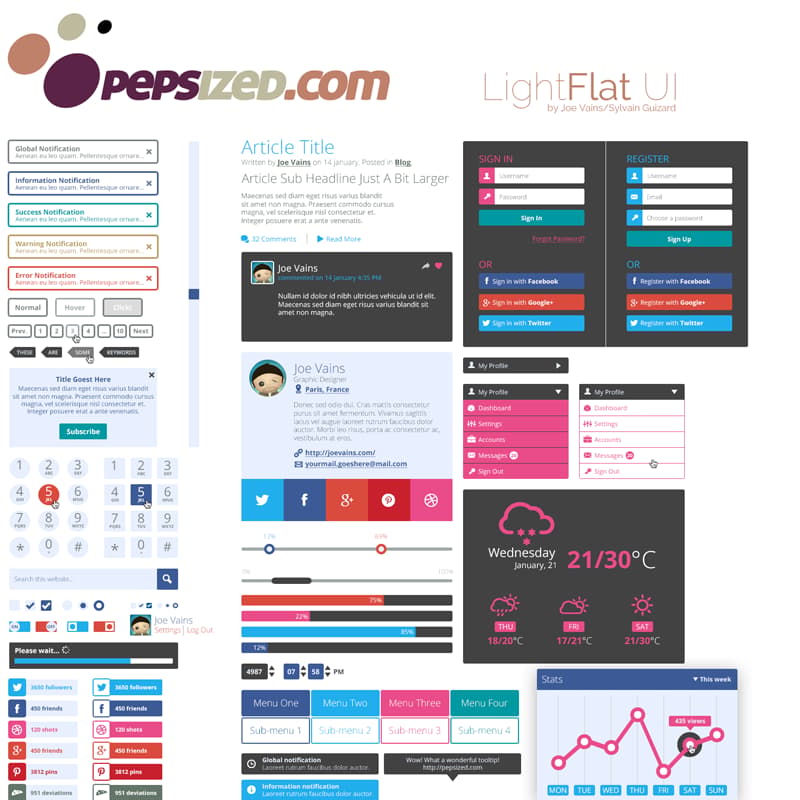Free Light Flat UI Kit