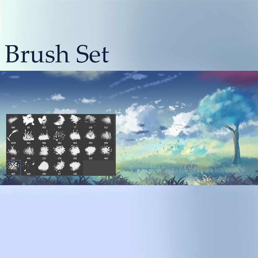 Clouds, Grass and Leaves Brushes