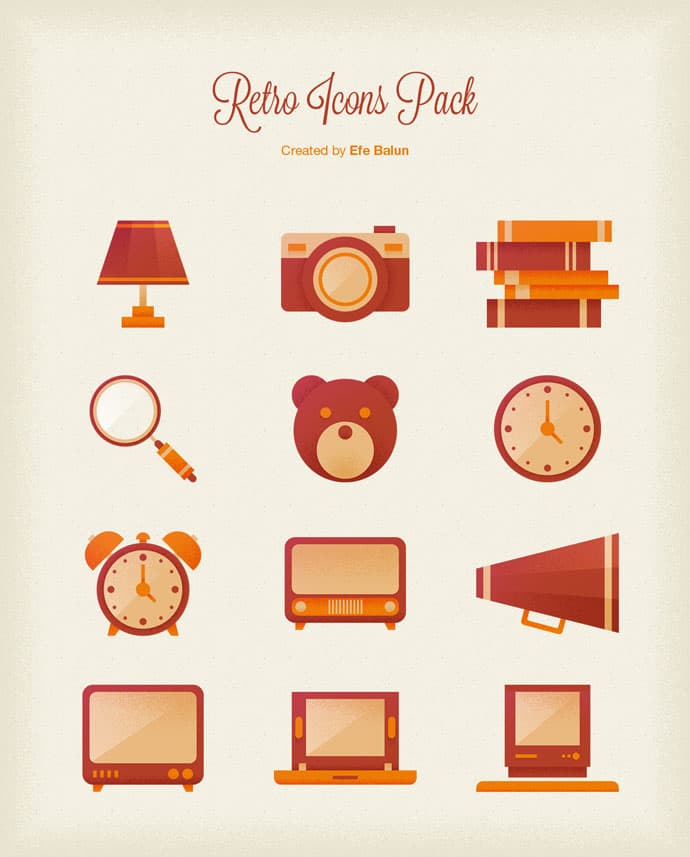 Pack of 12 Retro Icons - Thumbnail 2