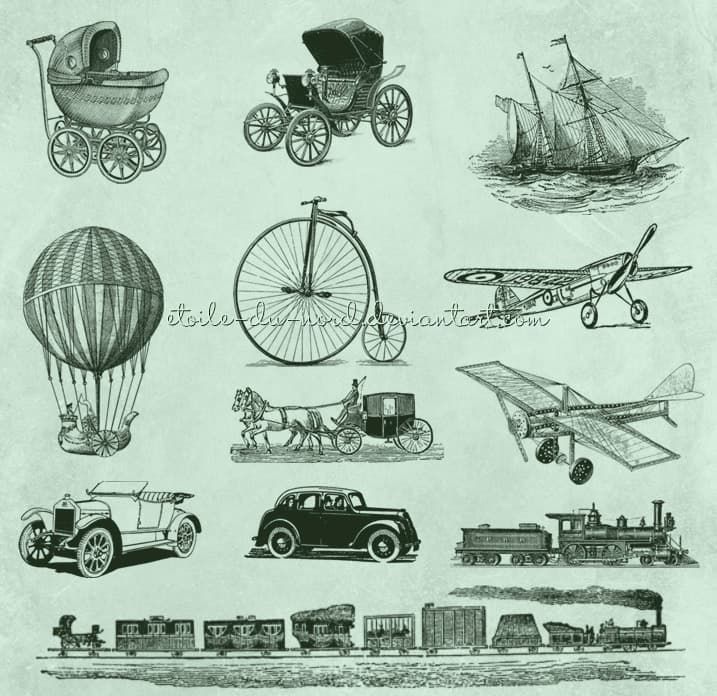 12 Vintage Vehicles Brushes
