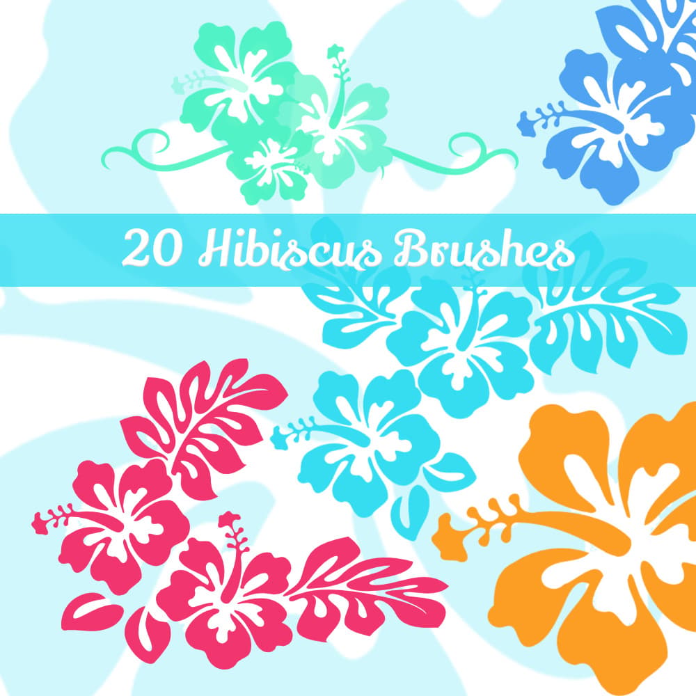 20 Hibiscus Flowers PS Brushes - Preview 1