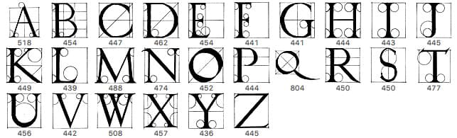 Hand Drawn Durer Alphabet - Schematic