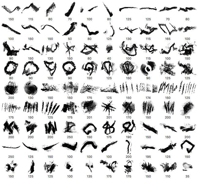 90 Wet Charcoal Photoshop Brushes - Schematic
