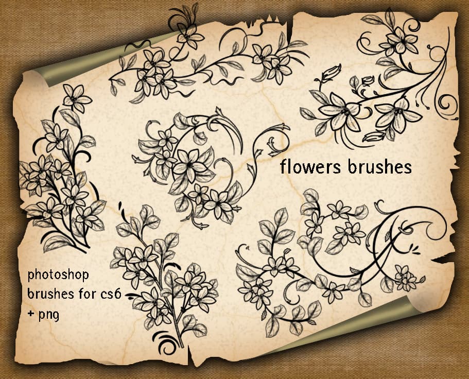 6 Floral Decorative Brushes