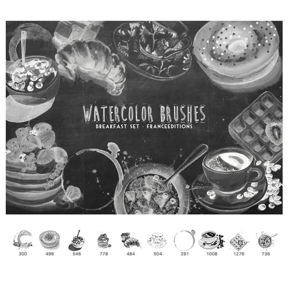 Watercolor  Breakfast PS Brushes