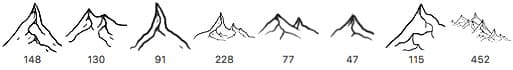 8 Hand Drawn Mountain Brushes - Schematic