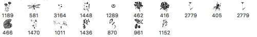 17 Vintage Flowers Brushes - Schematic