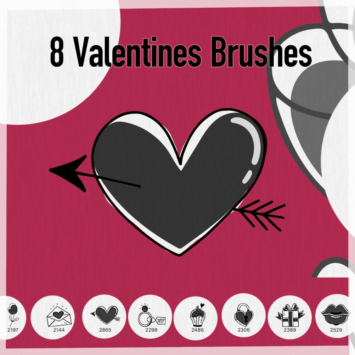 8 Valentines Symbols Brushes