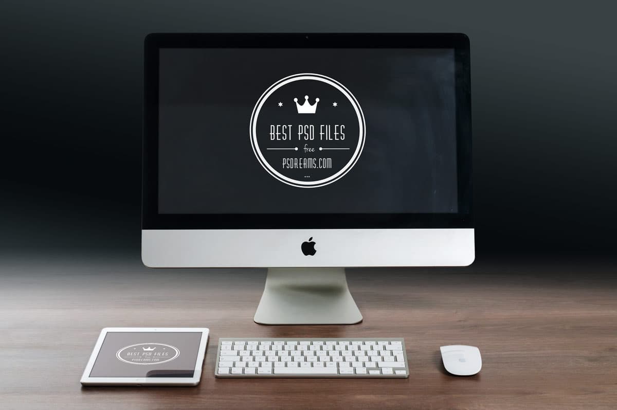 iMac and iPad on the Desk Mockup