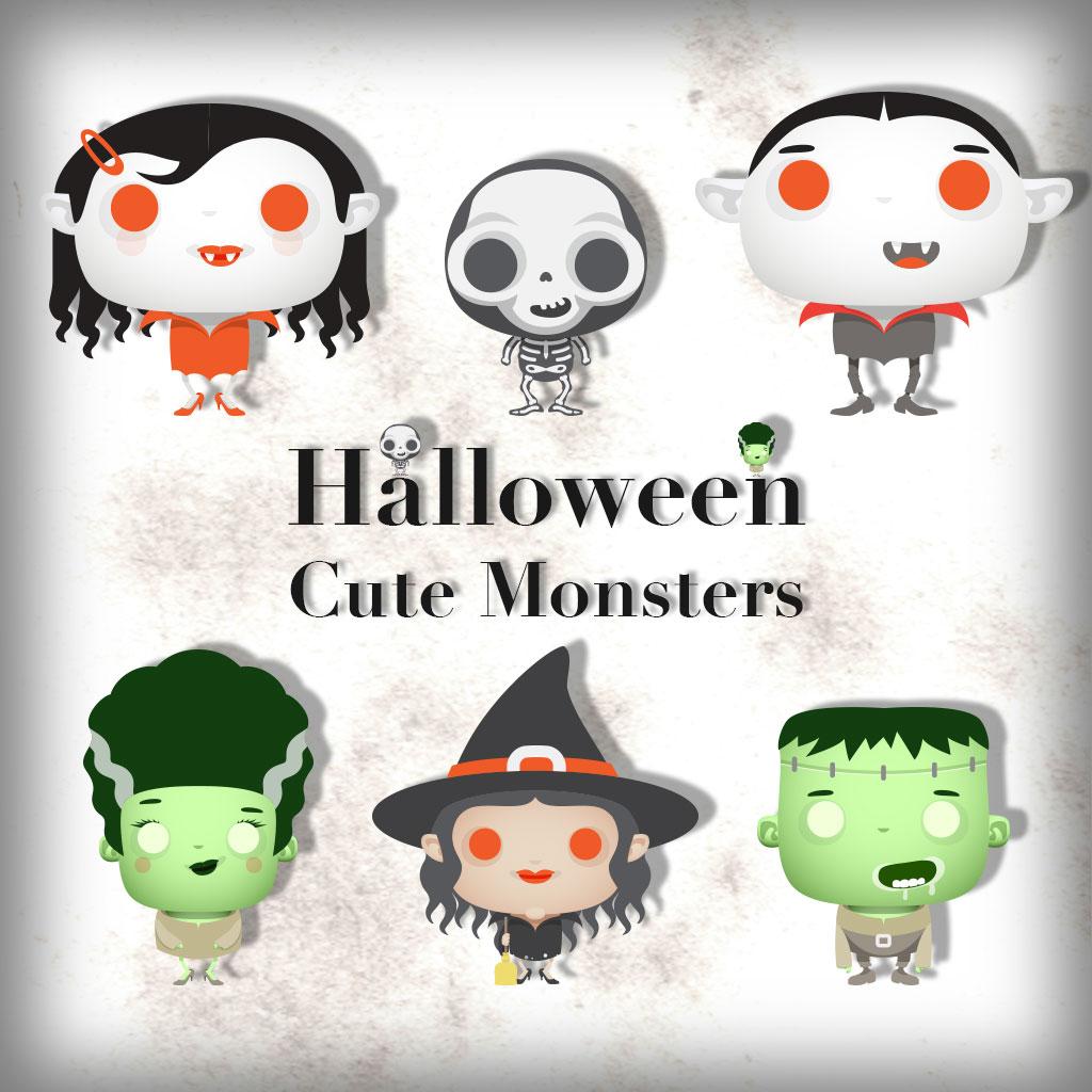 Halloween Cute Monsters PSD Icons