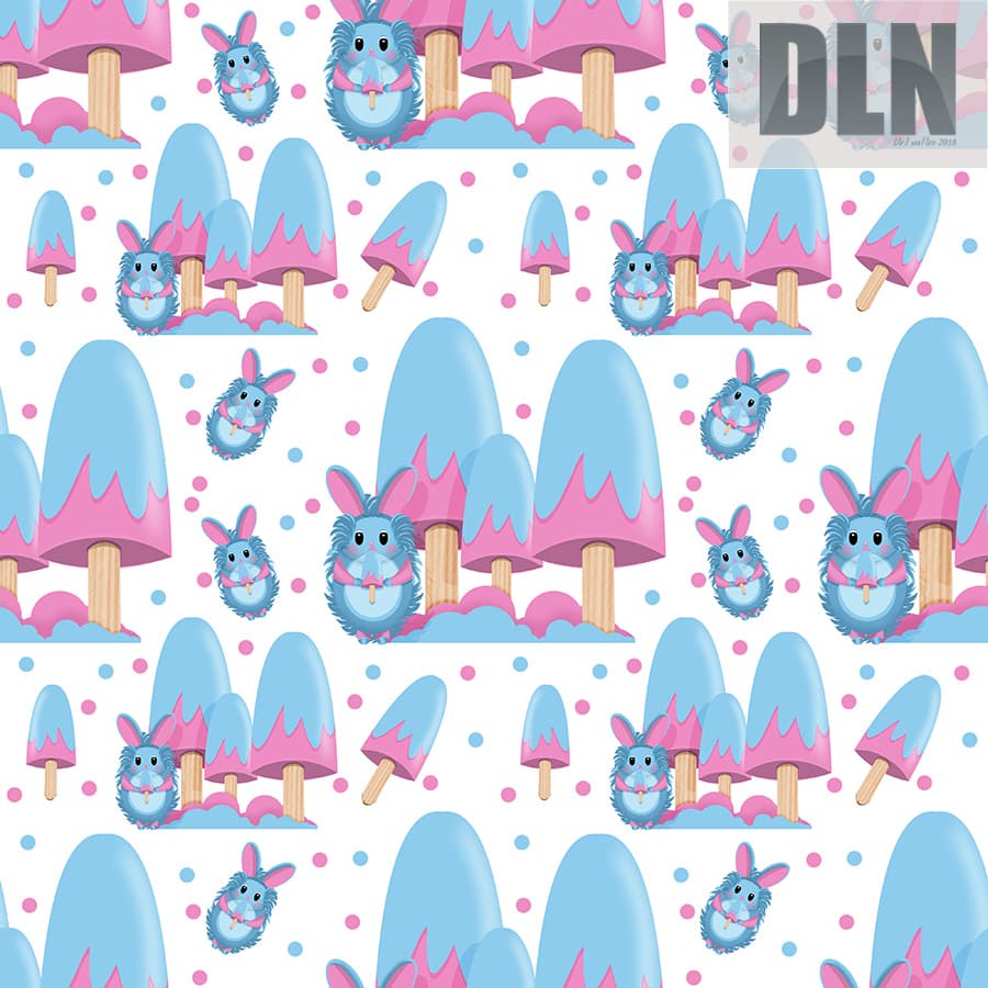 Pattern Hedgehog with Cute Ice Cream
