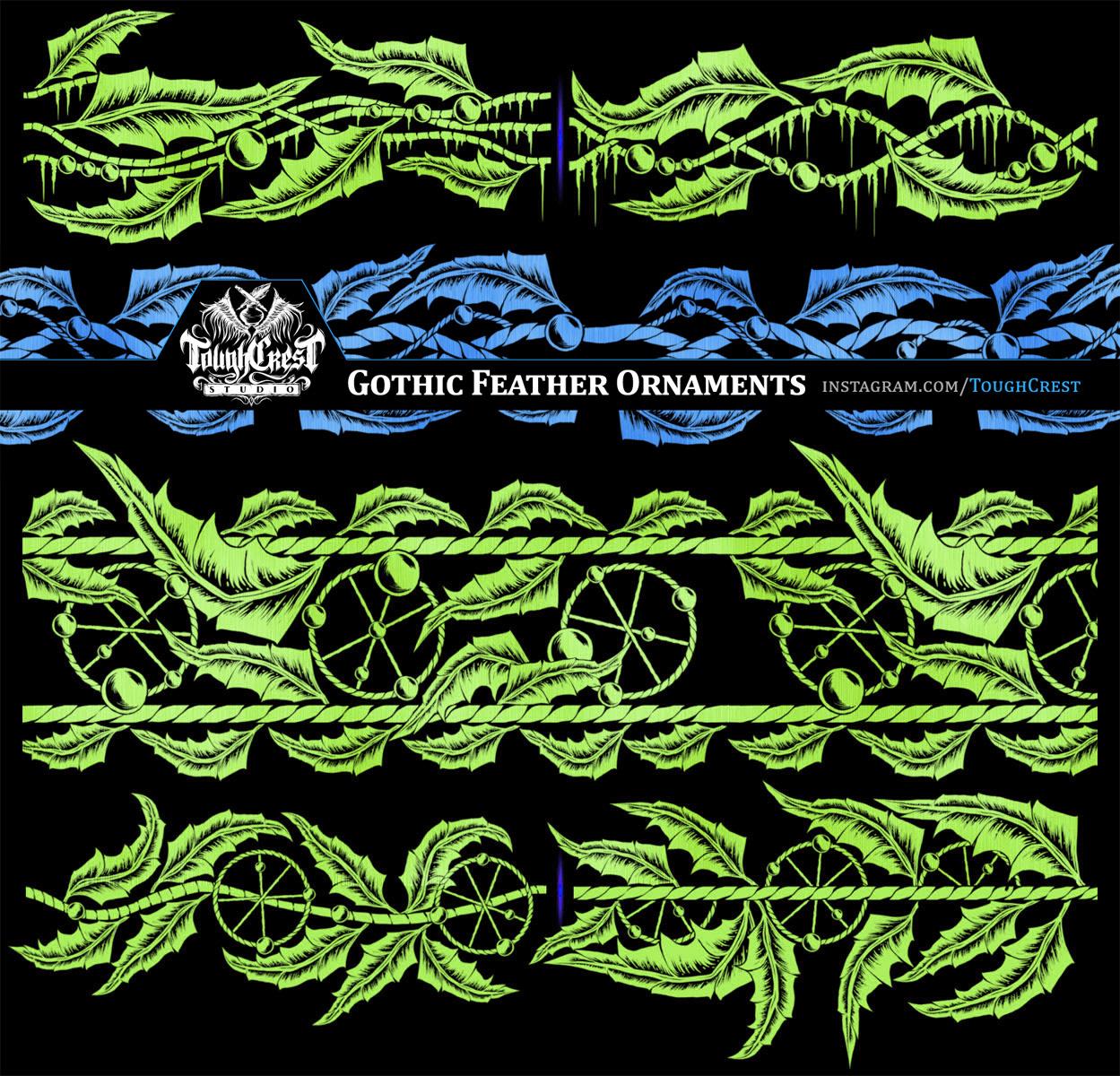 Gothic Feather Ornaments