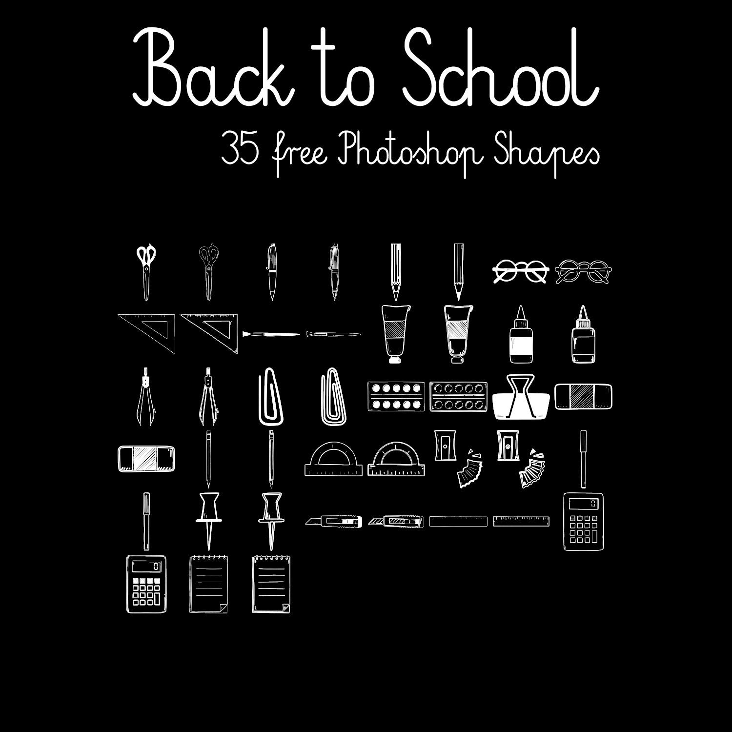 35 Free School Equipment Photoshop Shapes