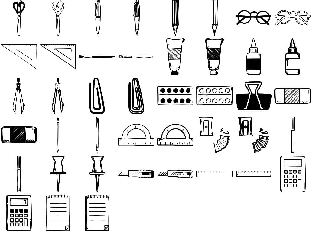 35 Free School Equipment Photoshop Shapes - Schematic