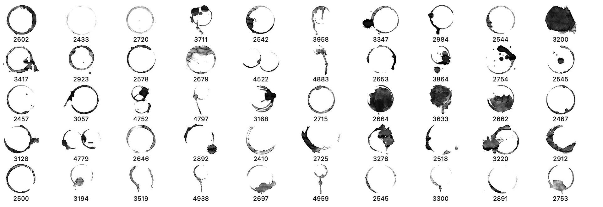 50 Coffee Stain Photoshop Brushes - Schematic