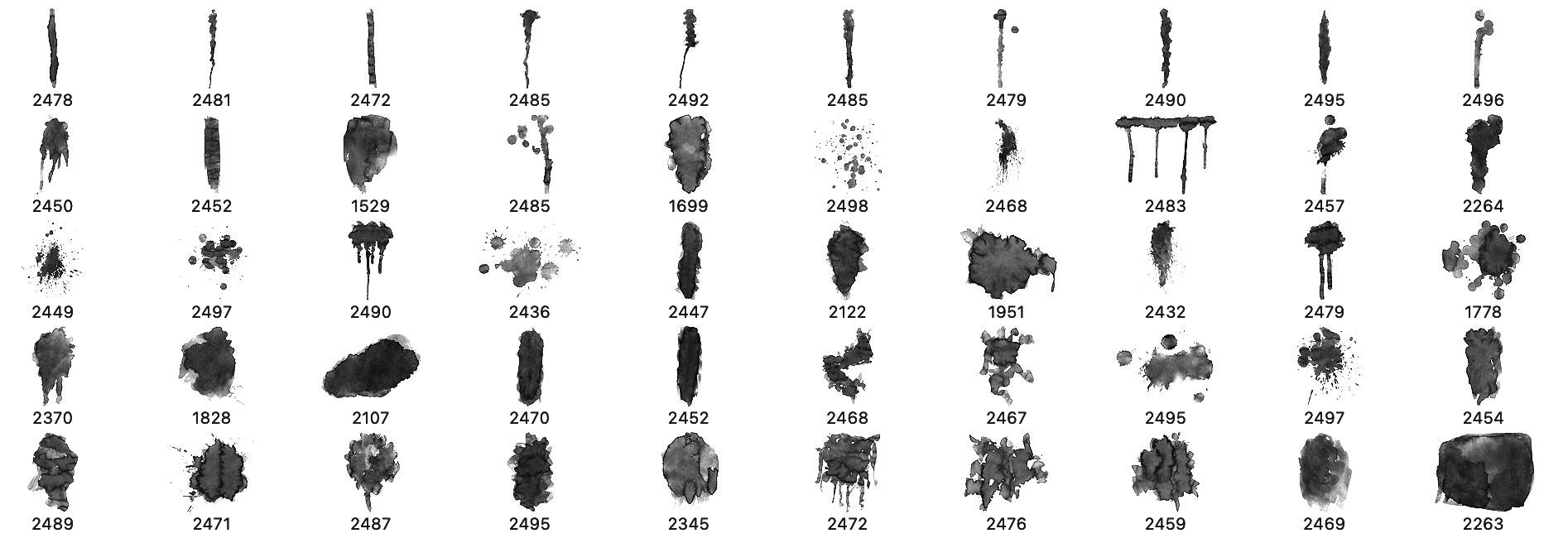 50 Watercolor Photoshop Brushes - Schematic