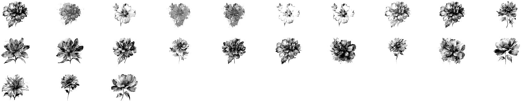 23 Free Watercolor Flower Brushes - Schematic