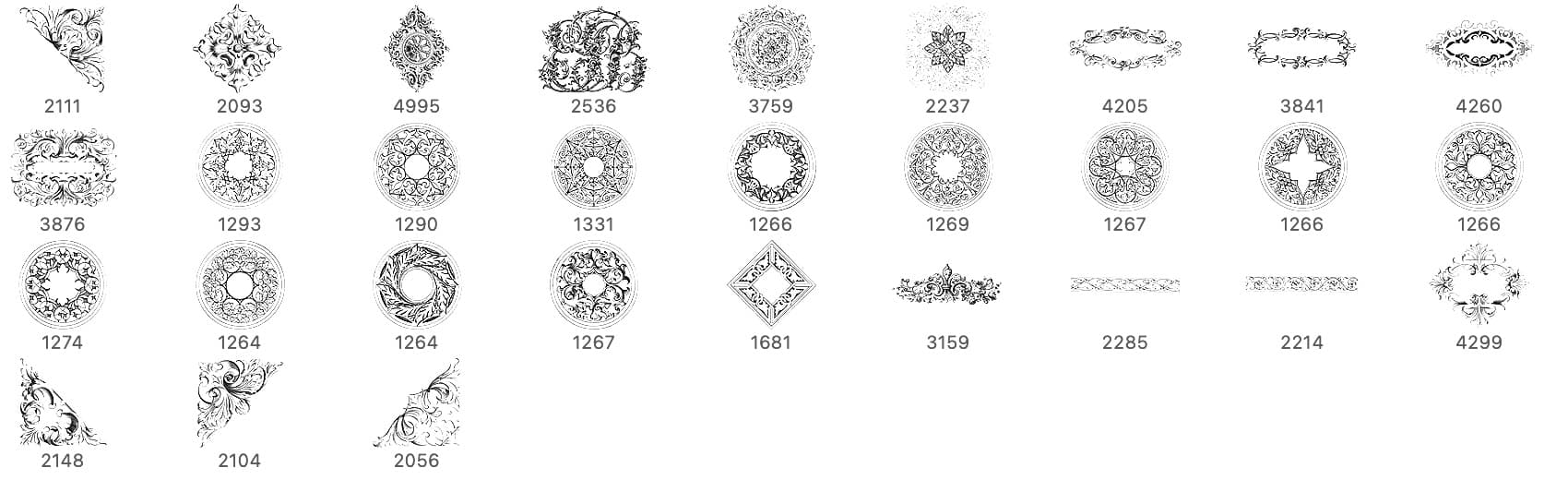 30 Baroque Ornaments Brushes - Schematic