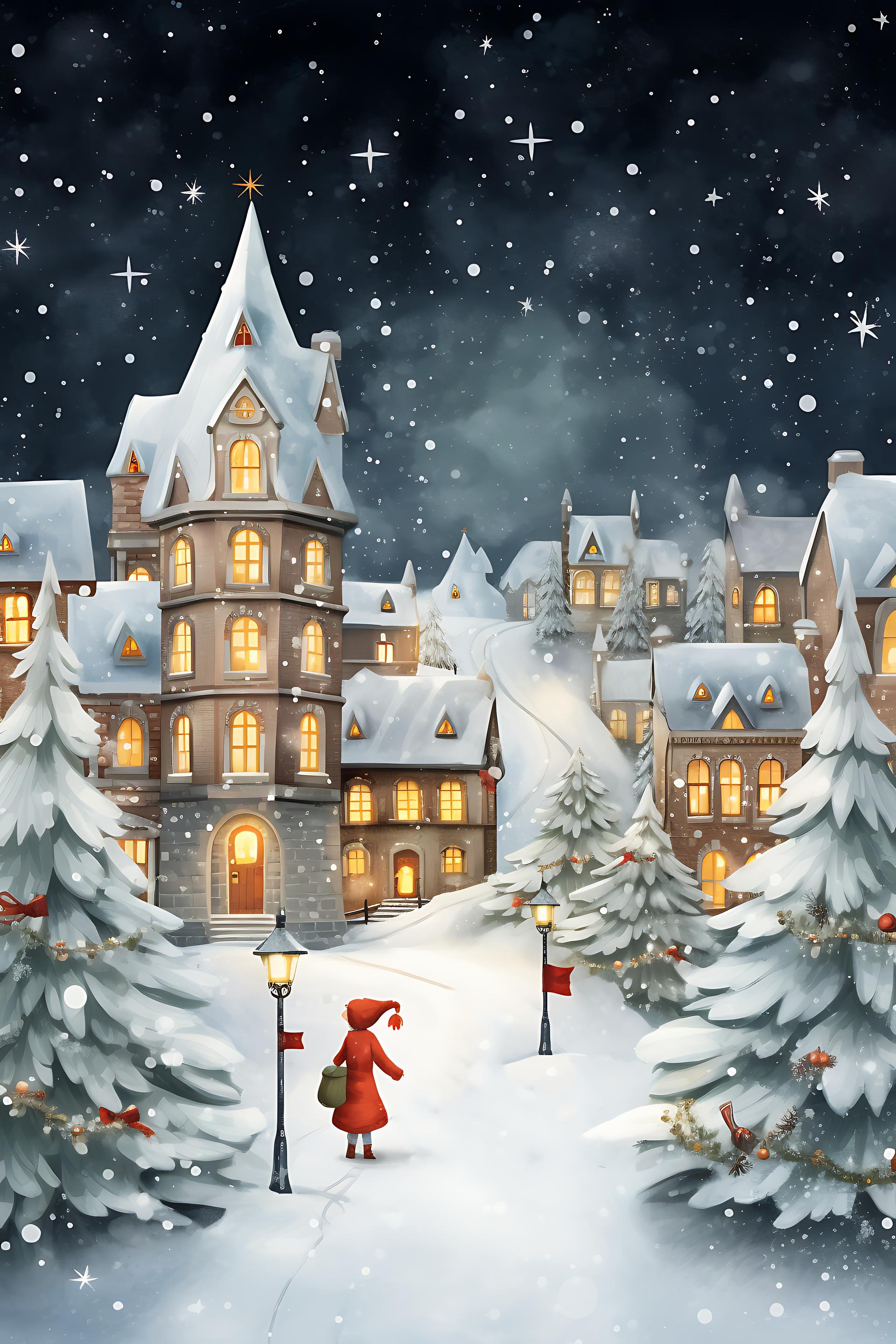 Winter Picture of a Snowy Town