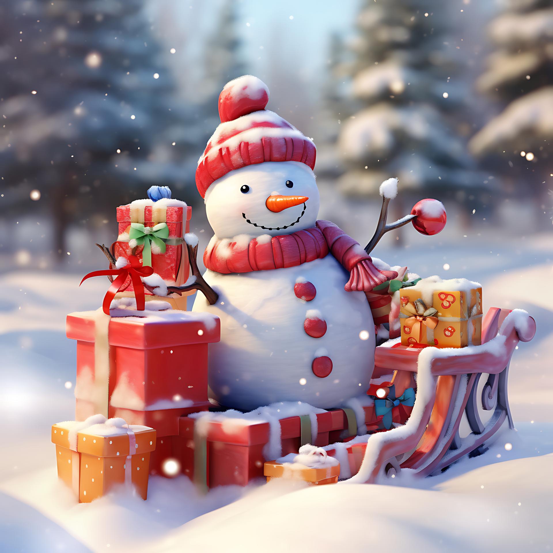 Snowman with Gifts