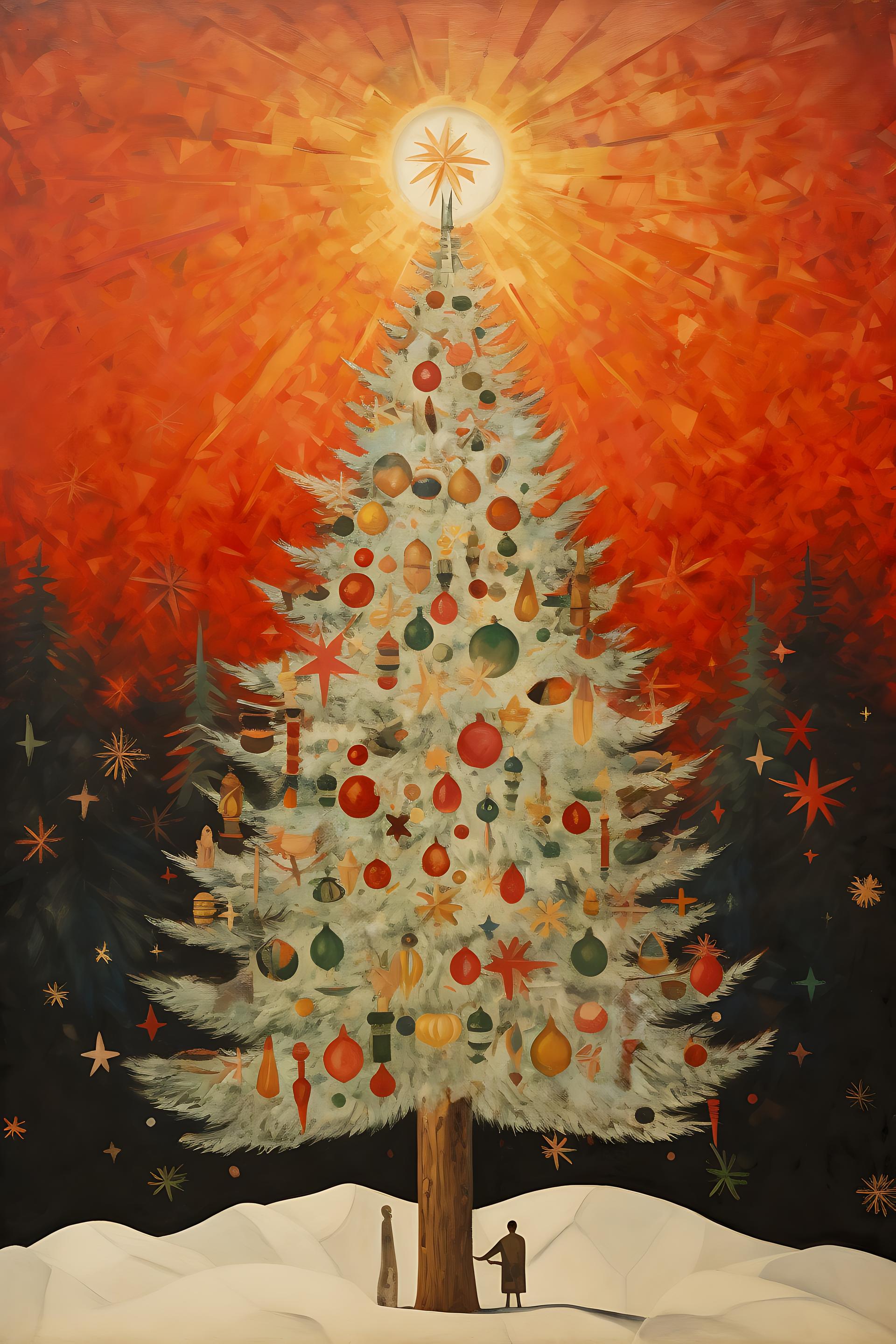 Radiant Dawn over Christmas Tree